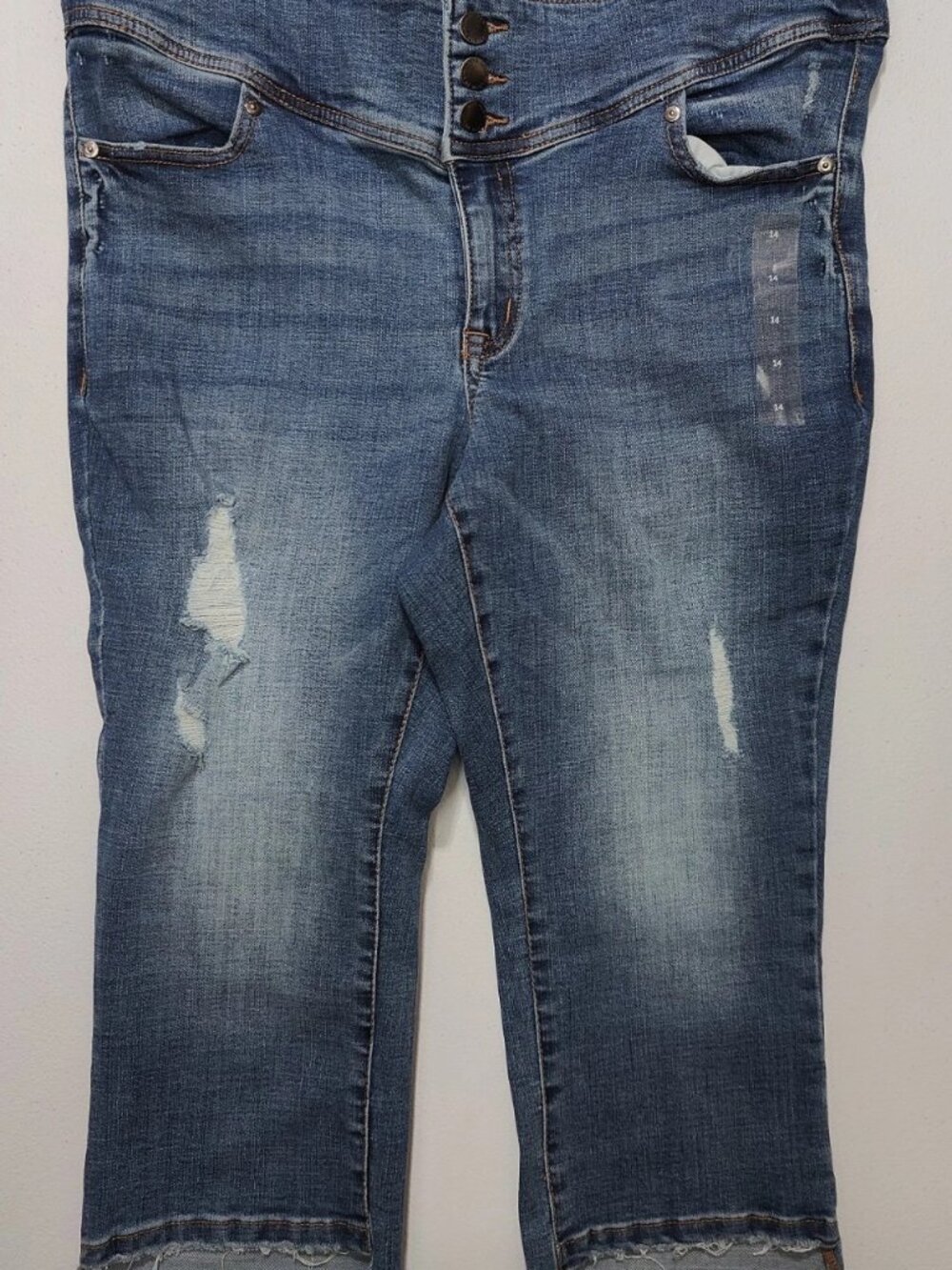 Lane Bryant Size 14 Flex Magic High Rise Distressed Crop Jeggings NWT